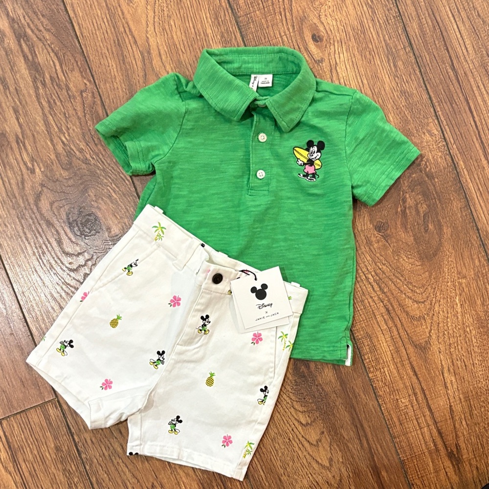 Disney X Janie and Jack Mickey Polo and Shorts - Polo 2T - Shorts 18-24 Months